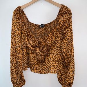Leopard print, long sleeve blouse
